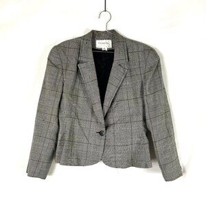 Christian Dior Vintage Wool Blazer Houndstooth Plaid 14 (Holes)